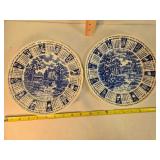 2 Blue Ceramic Calendar Plates; 1972 & 1973
