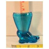 Turquoise blue glass boot figurine, 4" tall