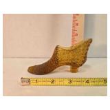 Amber Early American Pattern Glass slipper
