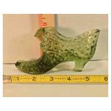 Fenton Olive Green Hobnail Glass Cat head slipper