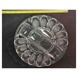 Clear cut glass deviled egg/relish tray, 11"