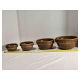 4 Ceramic bowls, 9", 8", 6", 5" across