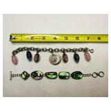 Abalone Bracelet & Amethyst dangle chain Bracelet
