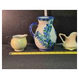3 pitchers; Hand-painted 8" tall