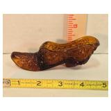 Amber molded glass Daisy & Button pattern slipper