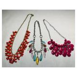 3 High Fashion Necklaces, rhinestones, beads, Clus