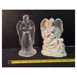 2 Angel figurines, Clear glass 7"