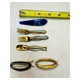 Vintage Hair Barretts- Fork, Spoon, Clip, faux pea