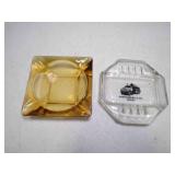 (2) Vintage Ashtrays - Amber has Chips on Corner