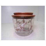 Vintage MCM Glass Tobacco or Cigar Humidor Walnut