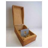 Vintage Wooden Card File Box Dovetail Corners