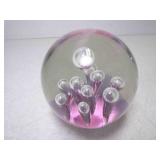 Vintage Hand Blown Art Glass Sphere Paper Weight