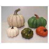 (5) Faux Harvest Autumn Pumpkins Dï¿½cor