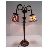 Vintage Tiffany Style 2 Arm Table Lamp - Powers ON