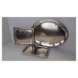 (3) Decorative Etched Silver-Plated Serving Trays