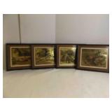 Set Of 4 Framed Gold Foil Or Metallic Tone Prints