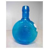 Vintage Cobalt Blue Glass Commemorative Flask