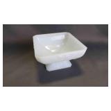 Vintage White Milk Glass Square Pedestal Dish