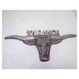 Cast Aluminum 101 Ranch Longhorn Steer 11" Emblem