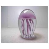 Hand Blown Egg Shaped Clear Art Glass w/Purple