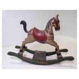 Vintage Wooden Rocking Horse Music Box Folk Art