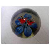 Vintage Hand Crafted Art Glass Paperweight w/Blue