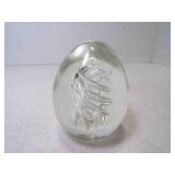 Vintage Hand Blown Egg Shaped Clear Art Glass