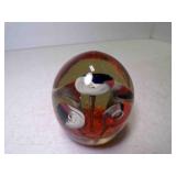 Vintage Hand Crafted Art Glass Paperweight w/Blue