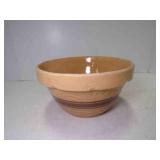 Vintage Pottery Mixing Bowl Brown Bands & Embossed