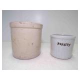 Vintage Stoneware Crock & Stoneware Parsley Pot