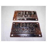 (2) WWII Original 1943 Indiana License Plates