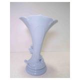 Vintage Baby Blue Porcelain Cornucopia Vase