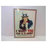 Metal US Army Uncle Sam I Want You Sign 12X16