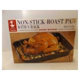 NEW Non-Stick Roast Pan With V-Rack Up To 25lbs