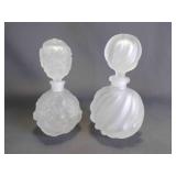 (2) Vintage Frosted Satin Glass Perfume Bottles