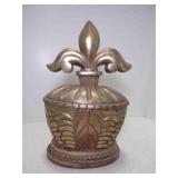 14" Tall Decorative Lidded Urn Ornate Fleur de Lis