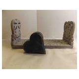 4" Wooden Heart Dark Blue And Distressed Finish