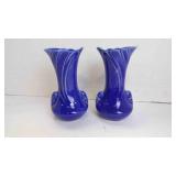 Pair of Vintage Shawnee Pottery Fluted Flower Vase
