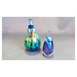 2 Beautiful Vintage Hand-Blown Studio Art Bottles