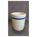 Antique Cream & Blue Stoneware "Beater Jar" Crock
