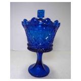 Vintage Cobalt Blue Covered Chalice Embossed