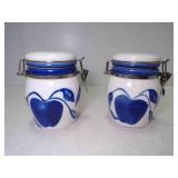 (2) DesignPac Canisters White Crackle Glaze Bold