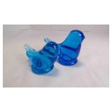 2 Hand-Blown "Bluebird of Happiness" Glass Pieces