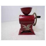 Vintage Red Metal Hand Crank Coffee Grinder