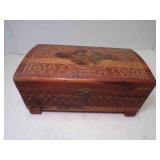 Hand Carved Wooden Jewelry & Trinket Box Floral