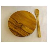 10" Round Wooden Rotating Serving Tray & 11"