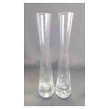 Pair of Clear Hourglass-Shaped Bud Flower Vases