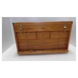 Vintage Oak Machinist Locking Tool Chest - 1 Brass