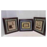 (3) Handcrafted Bathroom Dï¿½cor Wall Hangings