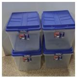 (4) 72 Quart Hefty Brand Storage Tubs with Lids